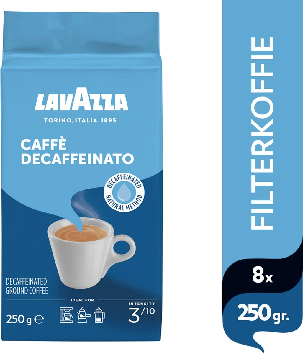Lavazza Caffe Decaffeinato Filterkoffie - 250 Gram X8 2 Lavazza Caffe Decaffeinato Filterkoffie - 250 Gram X8 - Afbeelding 2