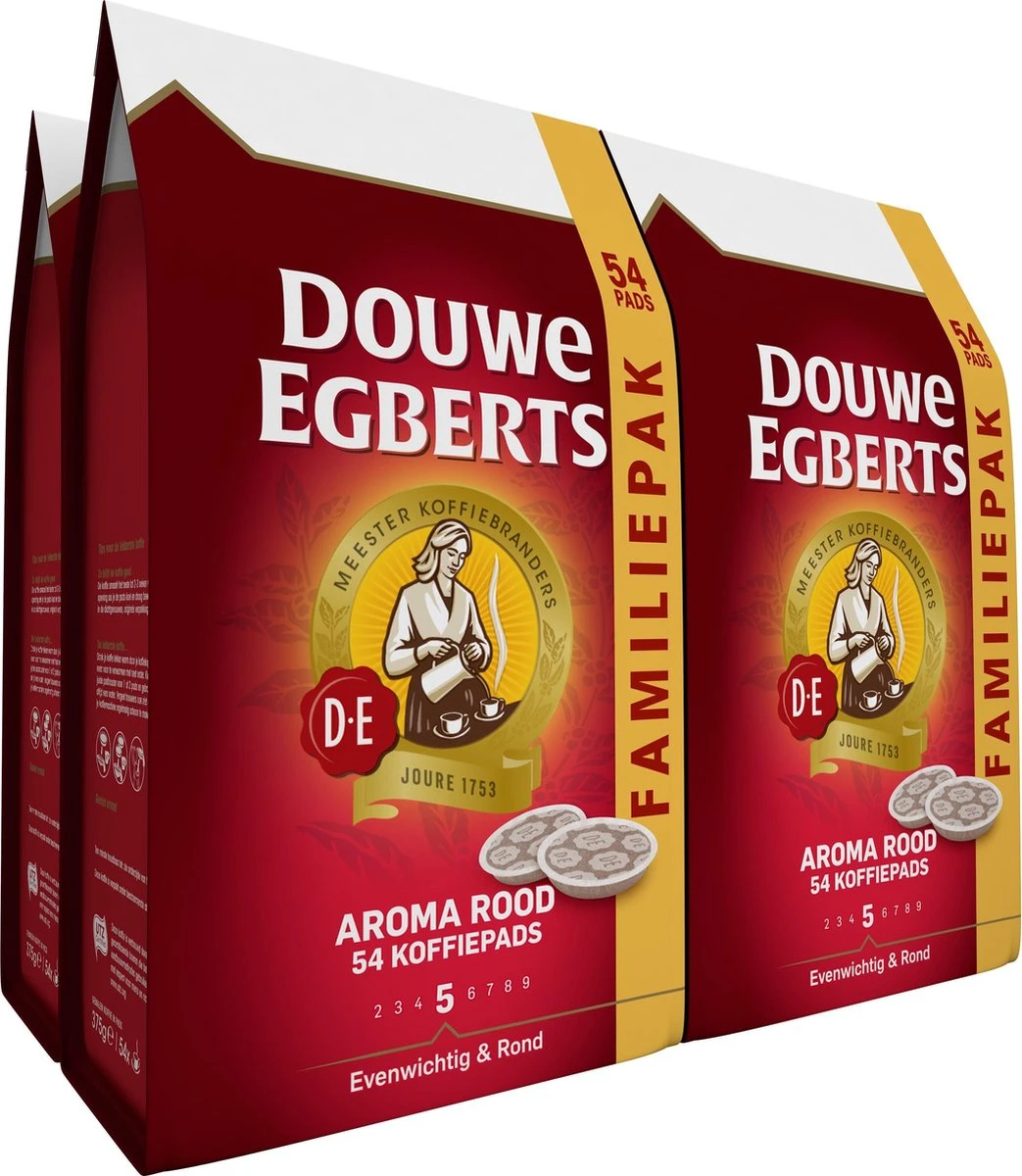 Douwe Egberts Aroma Rood Koffiepads - 4 X 54 Pads 1 Douwe Egberts Aroma Rood Koffiepads - 4 X 54 Pads