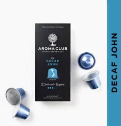 Aroma Club - Nespresso Compatible Capsules (120 St.) - No. 5 Decaf John - Intensiteit 3/5 - Decaf - 100% Aluminium Koffiecups -Drank Winkel 1149x1200