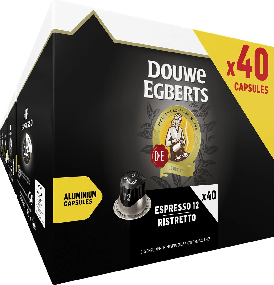 Douwe Egberts Espresso Ristretto Koffiecups (12) - 5 X 40 Koffiecups 1 Douwe Egberts Espresso Ristretto Koffiecups (12) - 5 X 40 Koffiecups