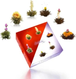 Creano Theebloemen Geschenkset Kadoverpakking Theebloemen En Glazen Theekan - Witte Theebloemen En Zwarte Theebloemen (6 Stuks) -Drank Winkel 1155x1200 3