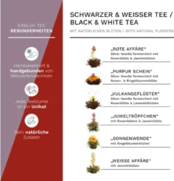 Creano Theebloemen Geschenkset Kadoverpakking Theebloemen En Glazen Theekan - Witte Theebloemen En Zwarte Theebloemen (6 Stuks) -Drank Winkel 1155x1200 4