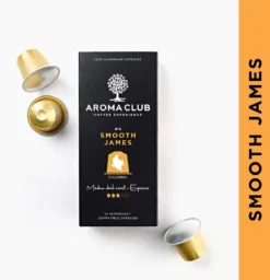 Aroma Club - Nespresso Compatible Capsules (120 St.) - No. 2 Smooth James - Intensiteit 3/5 - Espresso & Lungo - 100% Aluminium Koffiecups -Drank Winkel 1160x1200