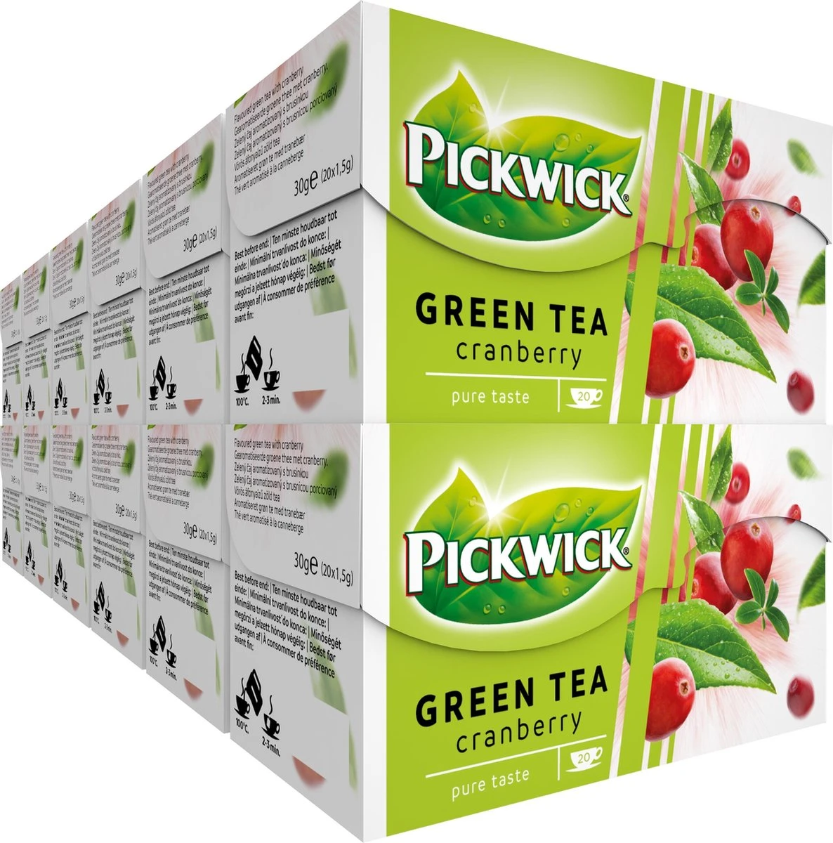 Pickwick Cranberry Groene Thee - 12 X 20 Zakjes 1 Pickwick Cranberry Groene Thee - 12 X 20 Zakjes