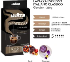 Lavazza Espresso Italiano Classico Gemalen / Filterkoffie - 8 X 250 Gram -Drank Winkel 1200x1053