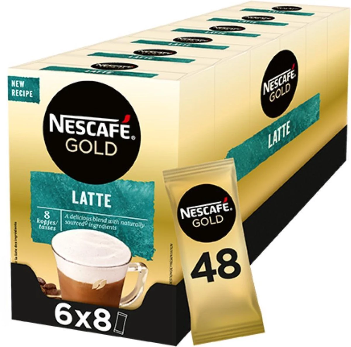Nescafé Gold Latte Macchiato Oploskoffie - 6 Doosjes à 8 Zakjes 1 Nescafé Gold Latte Macchiato Oploskoffie - 6 Doosjes à 8 Zakjes