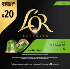 L'OR Lungo Elegante Koffiecups - Intensiteit 6/12 - 10 X 20 Capsules -Drank Winkel 1200x1187