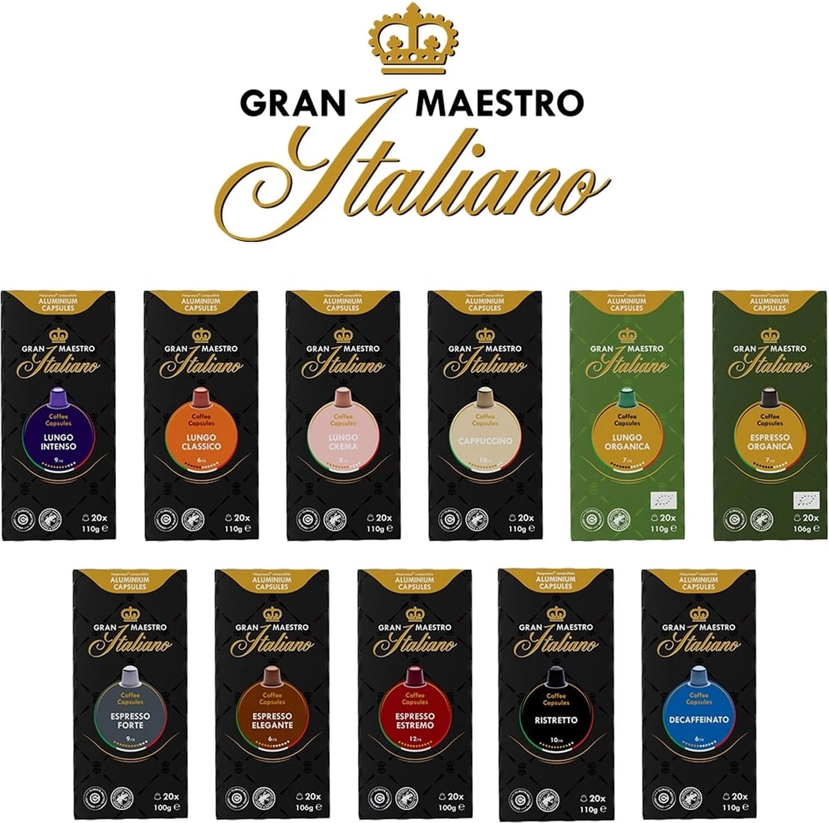 Gran Maestro Italiano - Lungo Intenso - Koffiecups - Nespresso Compatibel Capsules - Krachtige Smaak - 6 X 20 Cups 6 Gran Maestro Italiano - Lungo Intenso - Koffiecups - Nespresso Compatibel Capsules - Krachtige Smaak - 6 X 20 Cups - Afbeelding 6