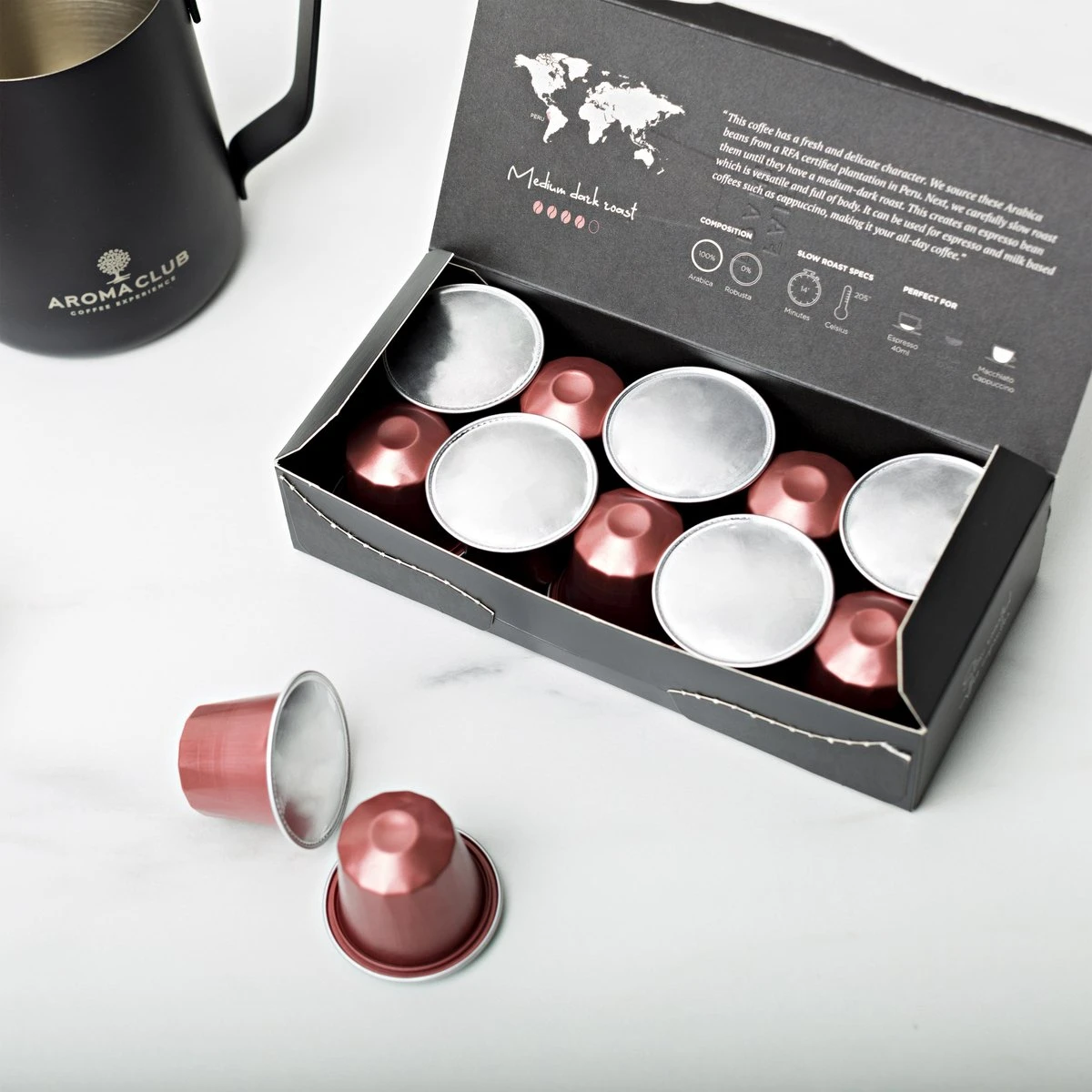 Aroma Club - Proefpakket Nespresso Compatible Capsules (100 St.) - 5 Smaken - Espresso & Lungo - 100% Aluminium Koffiecups 6 Aroma Club - Proefpakket Nespresso Compatible Capsules (100 St.) - 5 Smaken - Espresso & Lungo - 100% Aluminium Koffiecups - Afbeelding 6