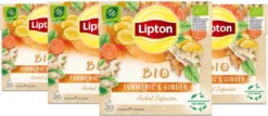 Lipton Turmeric & Ginger Kruidenthee, Met De Vurige, Verwarmende Smaak Van Gember En Kurkuma - 4 X 20 Zakjes - PL-EKO-03