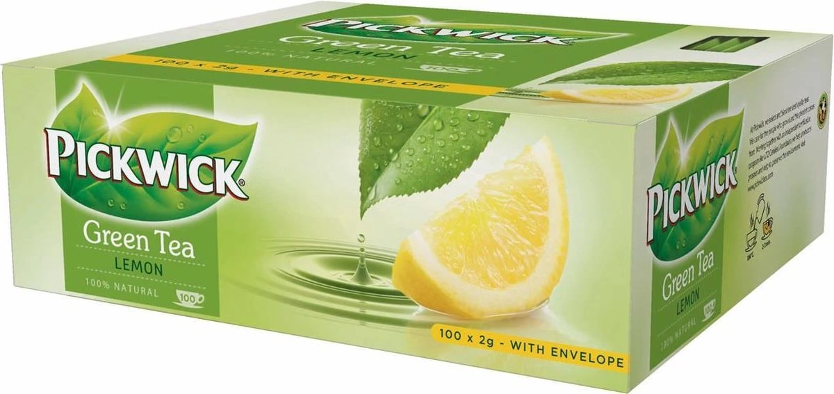 Pickwick Drank: Theezakje 2 Gr Groene Thee Lemon Pk 100 1 Pickwick Drank: Theezakje 2 Gr Groene Thee Lemon Pk 100
