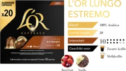 L'OR Lungo Estremo (10) - 10 X 20 Koffiecups 15 L'OR Lungo Estremo (10) - 10 X 20 Koffiecups -Drank Winkel 1200x678