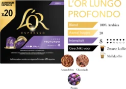 L'OR Lungo Profondo Koffiecups - Intensiteit 8/12 - 10 X 20 Capsules -Drank Winkel 1200x852