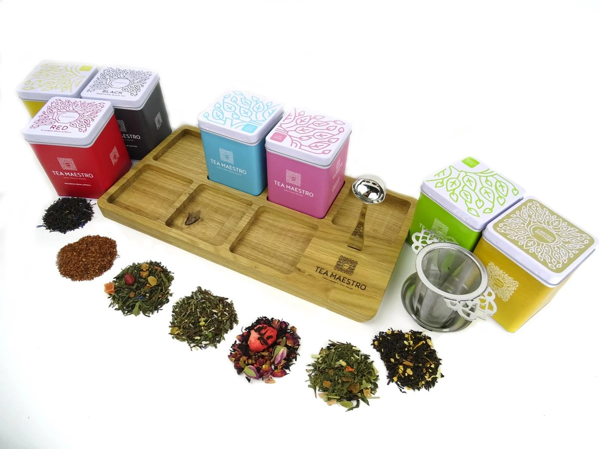 Dutch Tea Maestro - DUTCH TEA MAESTRO - Thee Cadeau - Thee Geschenk - Thee Pakket - Theeplank 7 Blikjes Losse Thee Cadeau 5 Dutch Tea Maestro - DUTCH TEA MAESTRO - Thee Cadeau - Thee Geschenk - Thee Pakket - Theeplank 7 Blikjes Losse Thee Cadeau - Afbeelding 5