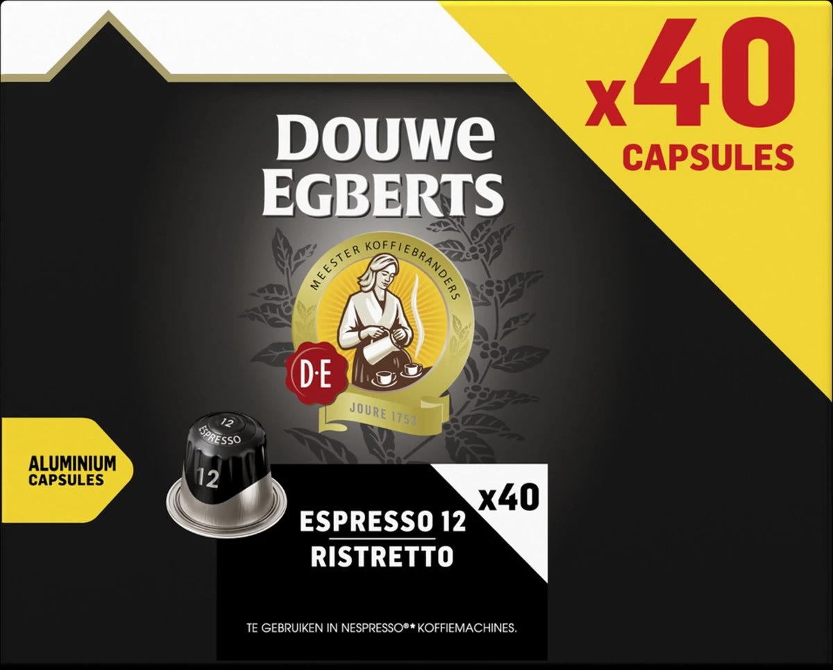 Douwe Egberts Espresso Ristretto Koffiecups (12) - 5 X 40 Koffiecups 3 Douwe Egberts Espresso Ristretto Koffiecups (12) - 5 X 40 Koffiecups - Afbeelding 3