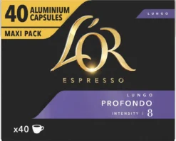 L'OR Lungo Profondo Koffiecups - Intensiteit 8/12 - 4 X 40 Capsules -Drank Winkel 1200x966