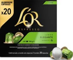 L'OR Lungo Elegante Koffiecups - Intensiteit 6/12 - 10 X 20 Capsules -Drank Winkel 1200x975