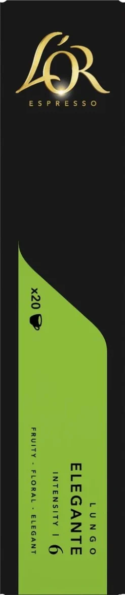 L'OR Lungo Elegante Koffiecups - Intensiteit 6/12 - 10 X 20 Capsules -Drank Winkel 253x1200