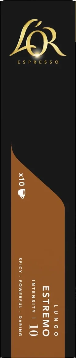 L'OR Lungo Estremo Koffiecups - Intensiteit 10/12 - 10 X 10 Capsules 14 L'OR Lungo Estremo Koffiecups - Intensiteit 10/12 - 10 X 10 Capsules -Drank Winkel 255x1200 2