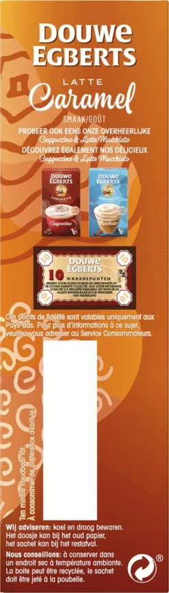 Douwe Egberts Verwenkoffie Latte Caramel Oploskoffie - 5 X 8 Zakjes -Drank Winkel 343x1200 1