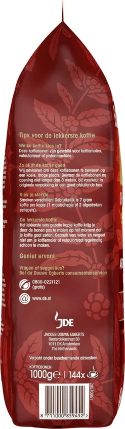 Douwe Egberts Aroma Rood Koffiebonen - 4 X 1000 Gram - Extra Grote Verpakking -Drank Winkel 350x1200