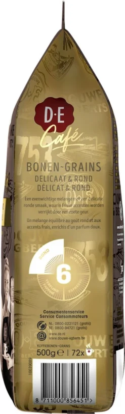 Douwe Egberts D.E Café Delicaat Rond Koffiebonen - Intensiteit 5/9 - 4 X 500 Gram -Drank Winkel 364x1200 6