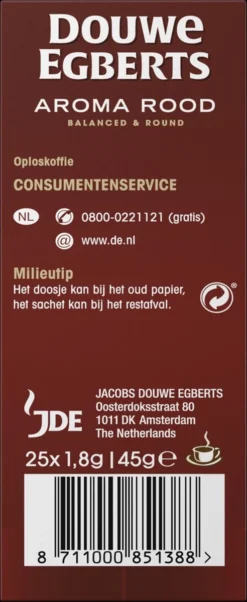 Douwe Egberts Aroma Rood Sticks Oploskoffie - 6 X 25 Zakjes 11 Douwe Egberts Aroma Rood Sticks Oploskoffie - 6 X 25 Zakjes -Drank Winkel 492x1200