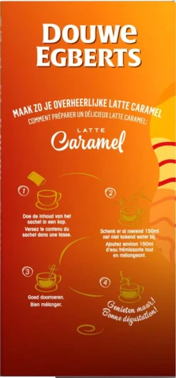 Douwe Egberts Verwenkoffie Latte Caramel Oploskoffie - 5 X 8 Zakjes -Drank Winkel 559x1200