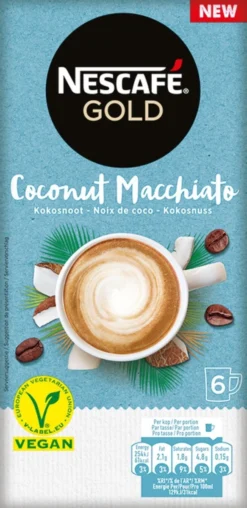 Nescafé Gold Coconut Macchiato Oploskoffie - 6 Doosjes à 6 Zakjes -Drank Winkel 583x1200 2