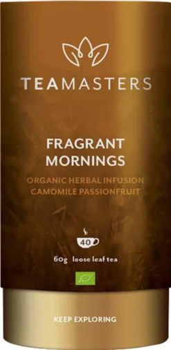 Teamasters Fragrant Mornings 60 Gram - Biologische Losse Thee - Kruiden Thee - Kamille Passievrucht Thee - Rozenbottel - Passie Vrucht Aroma - IJsthee - Zomer