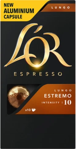 L'OR Lungo Estremo Koffiecups - Intensiteit 10/12 - 10 X 10 Capsules 22 L'OR Lungo Estremo Koffiecups - Intensiteit 10/12 - 10 X 10 Capsules -Drank Winkel 612x1200
