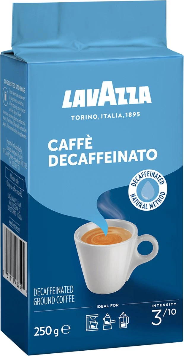 Lavazza Caffe Decaffeinato Filterkoffie - 250 Gram X8 6 Lavazza Caffe Decaffeinato Filterkoffie - 250 Gram X8 - Afbeelding 6