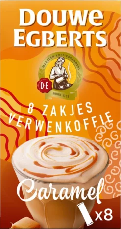 Douwe Egberts Verwenkoffie Latte Caramel Oploskoffie - 5 X 8 Zakjes -Drank Winkel 633x1200