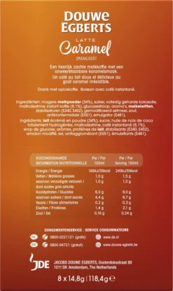 Douwe Egberts Verwenkoffie Latte Caramel Oploskoffie - 5 X 8 Zakjes -Drank Winkel 713x1200 1