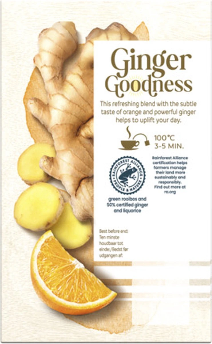Pickwick Kruidenthee Ginger Goodness Orange - 4 X 15 Theezakjes 5 Pickwick Kruidenthee Ginger Goodness Orange - 4 X 15 Theezakjes - Afbeelding 5