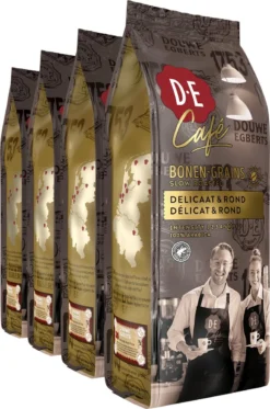 Nieuwe Producten 9 Douwe Egberts D.E Café Delicaat Rond Koffiebonen - Intensiteit 5/9 - 4 X 500 Gram