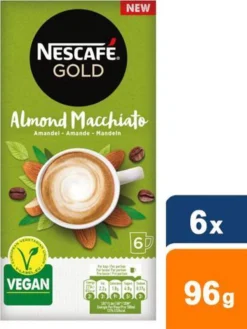 Nescafé Gold Almond Macchiato Oploskoffie - 6 Doosjes à 6 Zakjes -Drank Winkel 900x1200