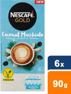 Nescafé Gold Coconut Macchiato Oploskoffie - 6 Doosjes à 6 Zakjes -Drank Winkel 901x1200
