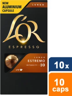 L'OR Lungo Estremo Koffiecups - Intensiteit 10/12 - 10 X 10 Capsules 23 L'OR Lungo Estremo Koffiecups - Intensiteit 10/12 - 10 X 10 Capsules -Drank Winkel 909x1200 1